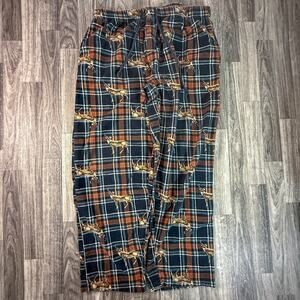 RSL Sleepwear Flannel Pajama Pants L Stag Deer Plaid Lounge Bottoms 1974